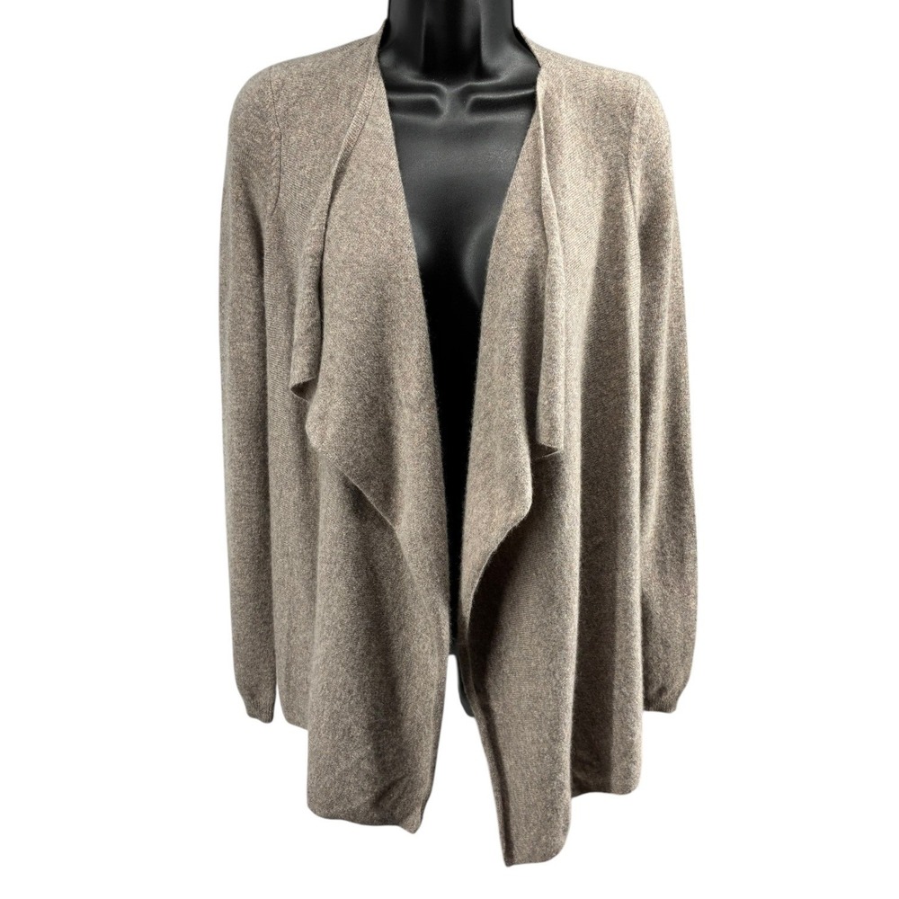 Velvet by Graham & Spencer 100% Cashmere‎ Waterfall Drape Cardigan Taupe S